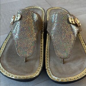 Gold Glitter Sandals with Buckle
